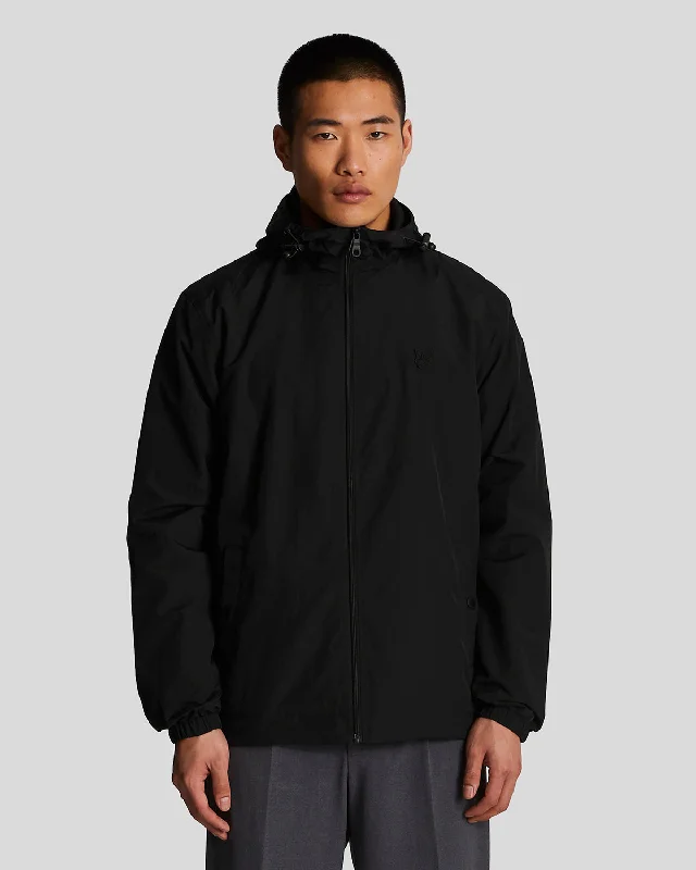 waterproof cold-weather jacket-Tonal Eagle Zip Through Hooded Jacket