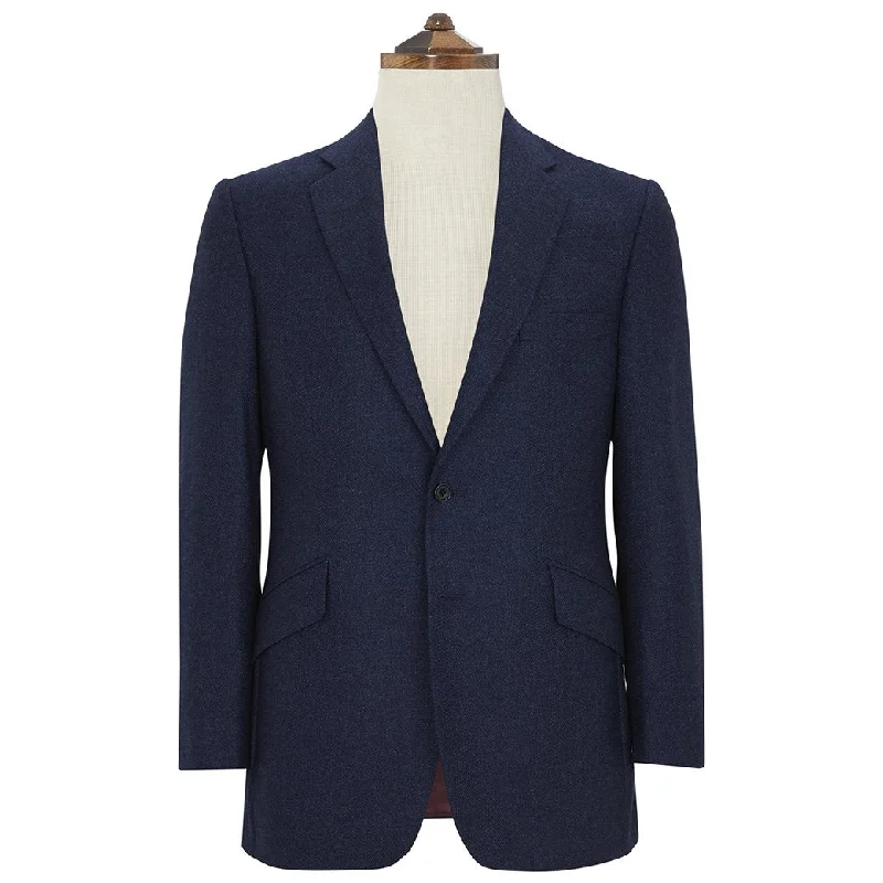 insulated coat for winter-William Blue Tweed Wool and Silk Jacket