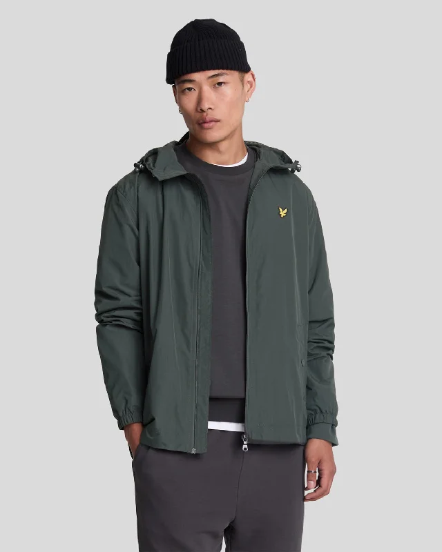 men’s multi-pocket jacket-Zip Through Hooded Jacket