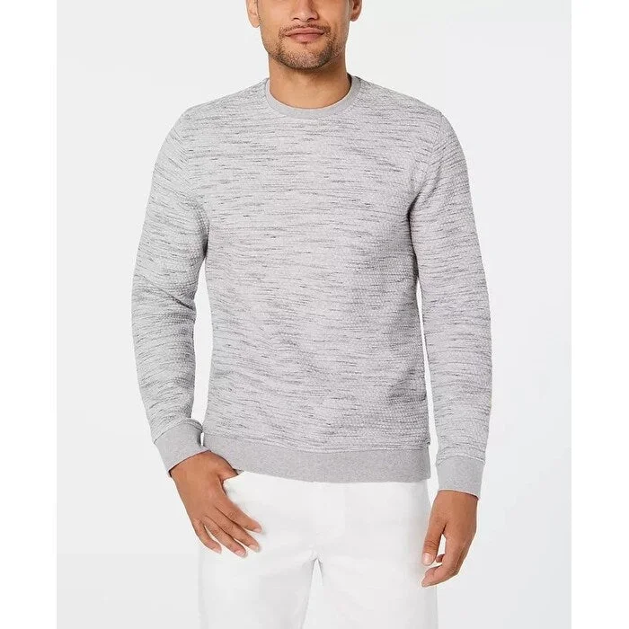 stylish knit sweater for chilly days-Alfani Men's Heathered Sweatshirt Gray Size XXX-Large