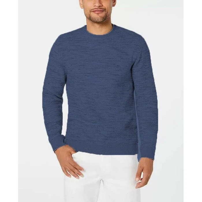 trendy wool sweater for men-Alfani Men's Heathered Sweatshirt Navy Size 3 Extra Large - XXX-Large