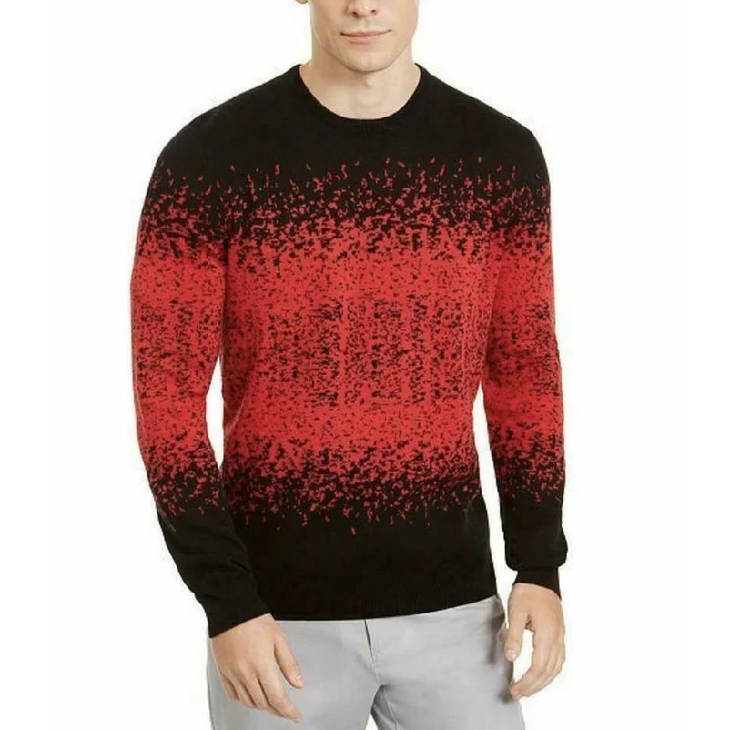 timeless wool sweater for everyday wear-Alfani Men's Ombre Rib Crewneck Sweater Red Size XX-Large