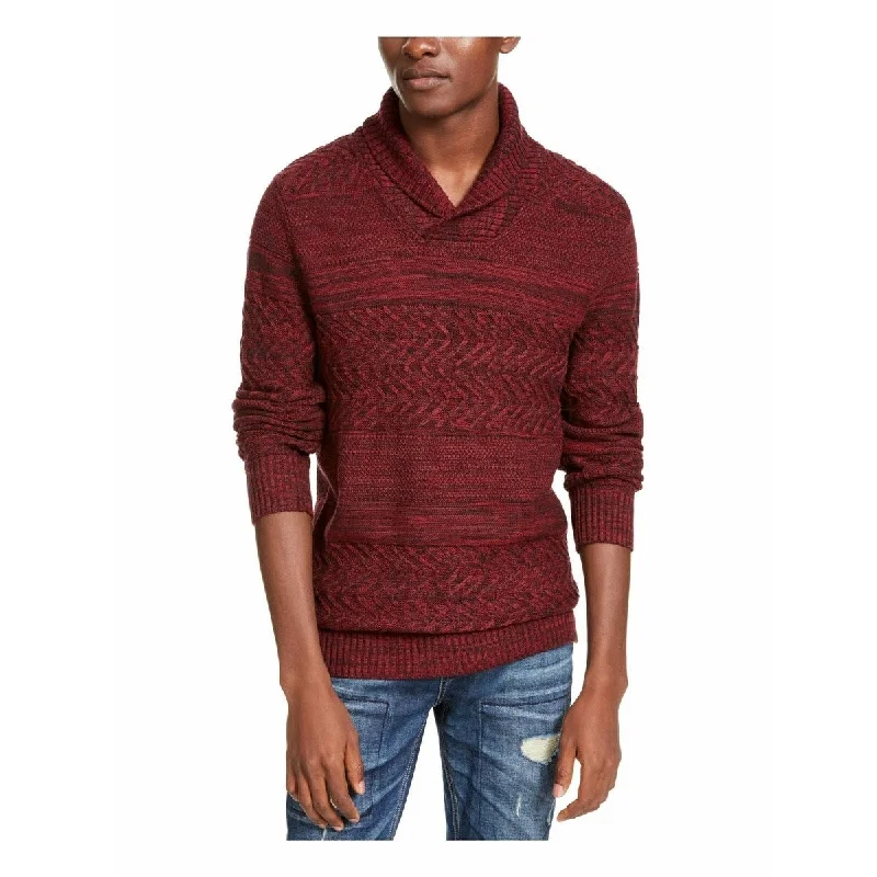 high-quality wool sweater for winter days-American Rag Men's Multi-Textured Shawl-Collar Sweater Red Size 2XL