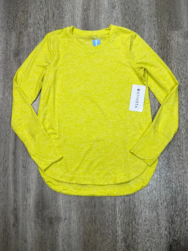 soft short sleeve cotton shirt -Athletic Top Long Sleeve Crewneck By Athleta In Yellow, Size: M