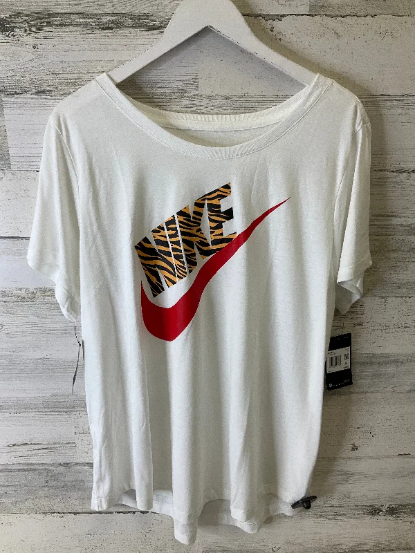 short sleeve hoodie t-shirt -Athletic Top Short Sleeve By Nike Apparel In White, Size: 1x