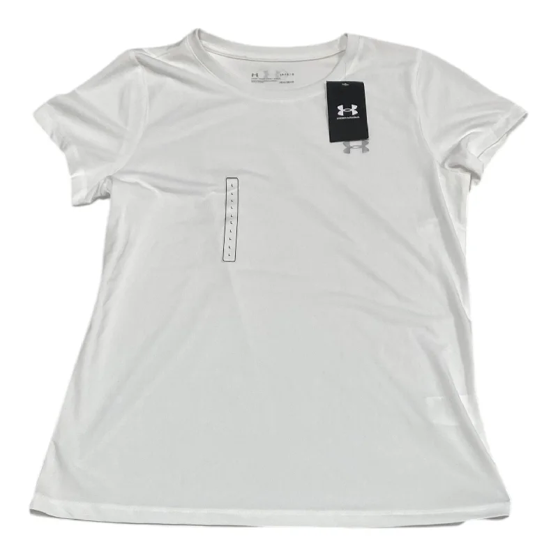 comfortable cotton short sleeve shirt -Athletic Top Short Sleeve By Under Armour In White, Size: L