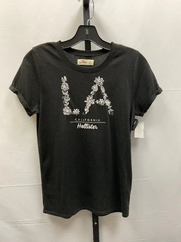 short sleeve t-shirt with animal print -Black & White Top Short Sleeve Basic Hollister, Size S