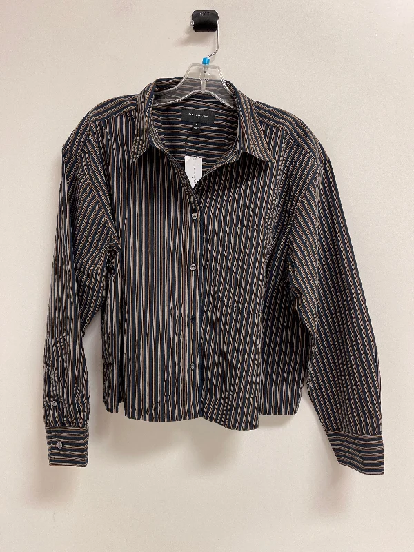 short sleeve cotton shirt for men -Blouse Long Sleeve By Banana Republic In Navy, Size: L