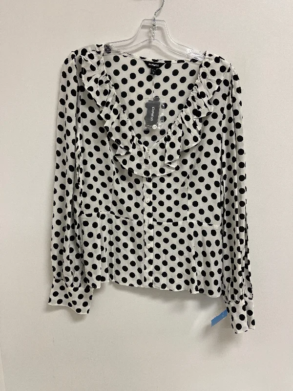 short sleeve sportswear t-shirt -Blouse Long Sleeve By Express In Polkadot Pattern, Size: L