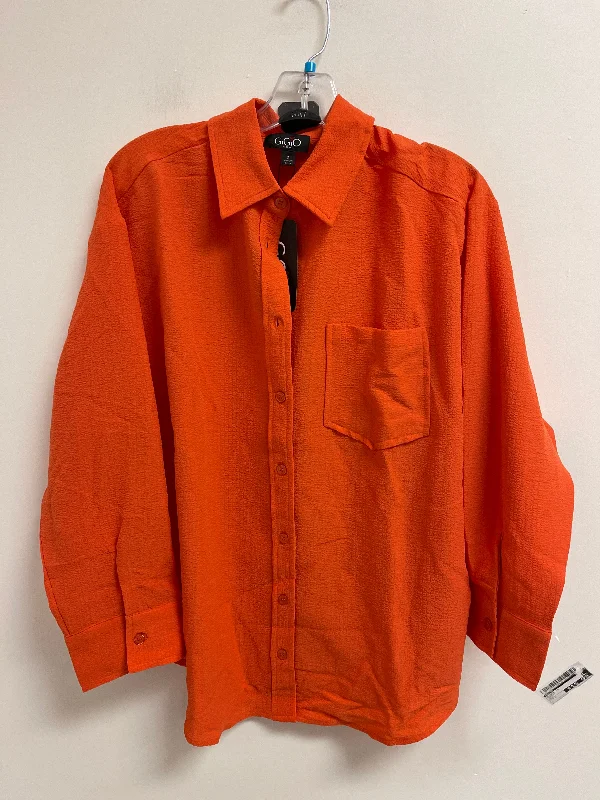 comfortable short sleeve shirt for work -Blouse Long Sleeve By Gigio In Orange, Size: S