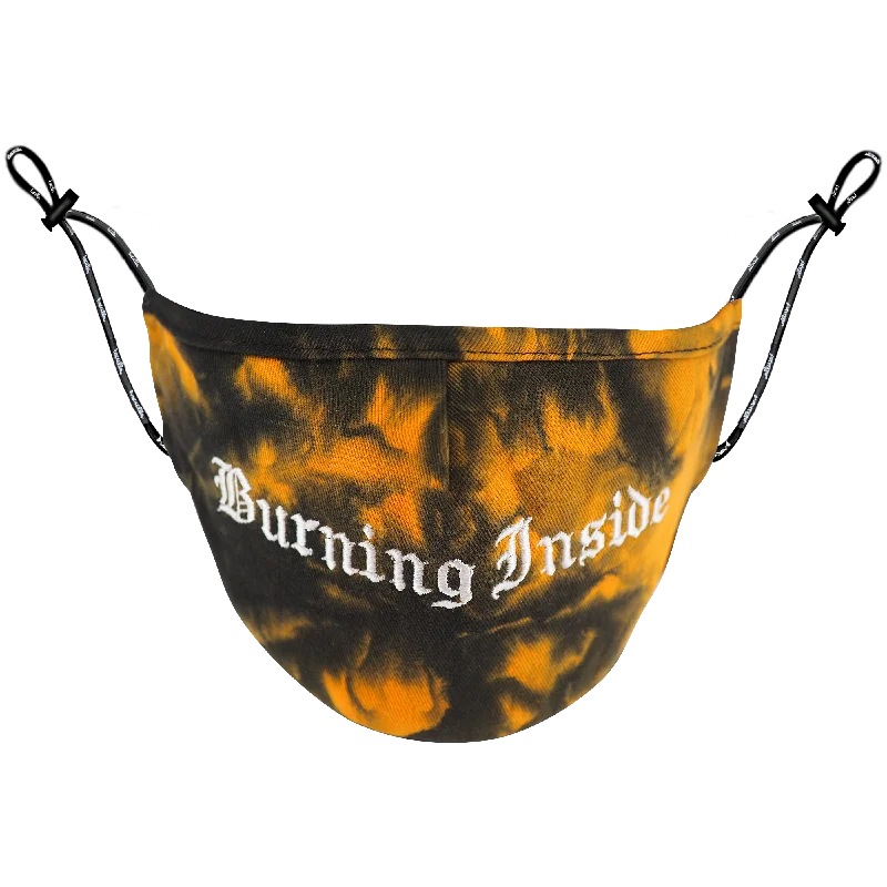 short sleeve t-shirt for running activities -BURNING INSIDE MASK ORANGE/BLACK TIE DYE