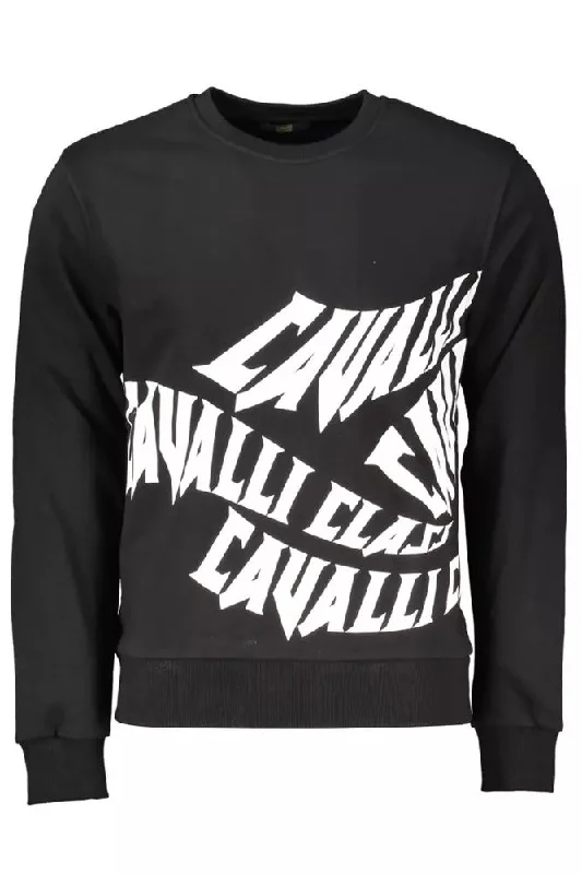 simple knit sweater for casual days-Cavalli Class Elegant Printed Long-Sleeve Men's Sweater