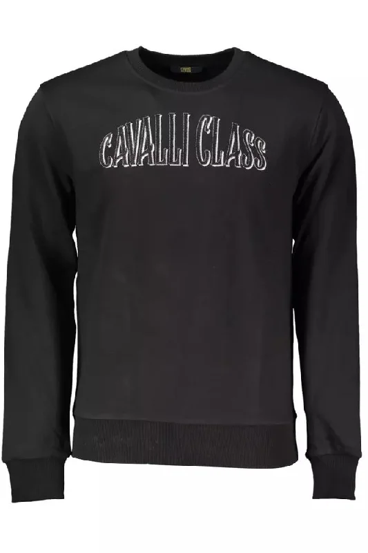 layered sweater for added warmth-Cavalli Class Sophisticated Embroide  Men's Sweater