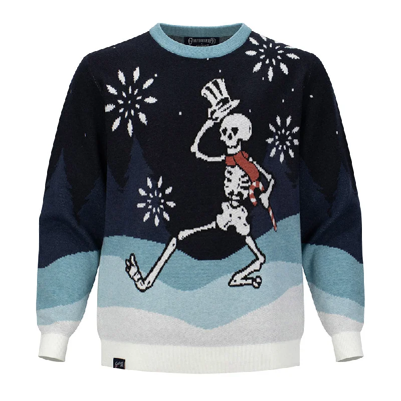 cotton sweater for summer layering-Grateful Dead | Crewneck Holiday Sweater | Winter Dancing Skeleton