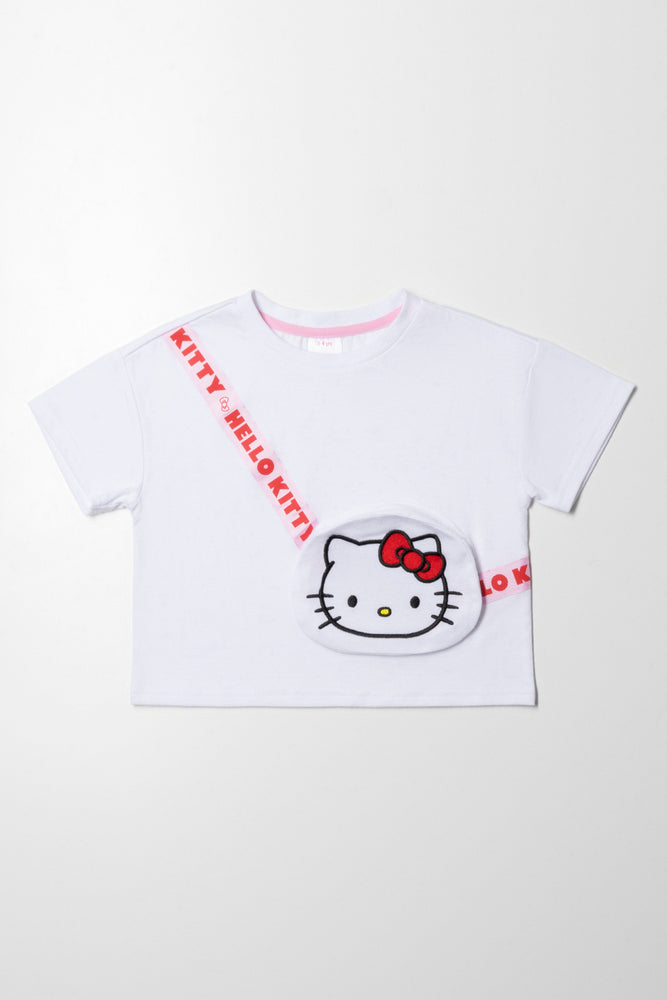 oversized short sleeve shirt for men -Hello Kitty Bag  Top White