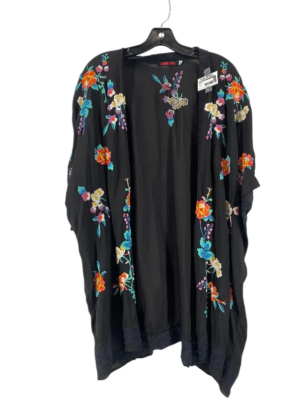 trendy loose fit short sleeve shirt -Kimono By Johnny Was In Black, Size: M