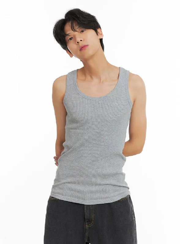 short sleeve t-shirt for outdoor activities -Men's Basic Slim Fit Tank Top IA401