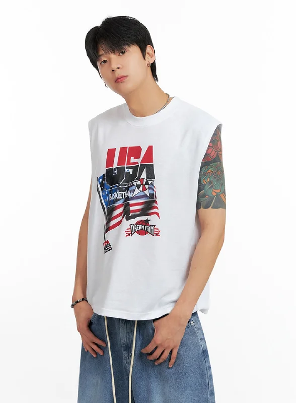 simple and elegant short sleeve t-shirt -Men's Graphic Oversize Tank Top IG402