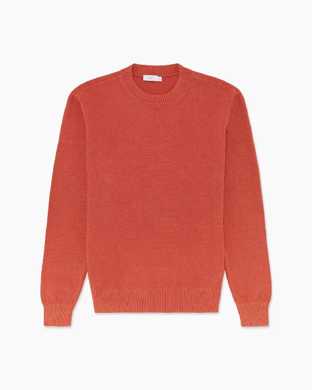 lightweight sweater for spring weather-Mens Pigment Dye Sweater In Spiced Ginger