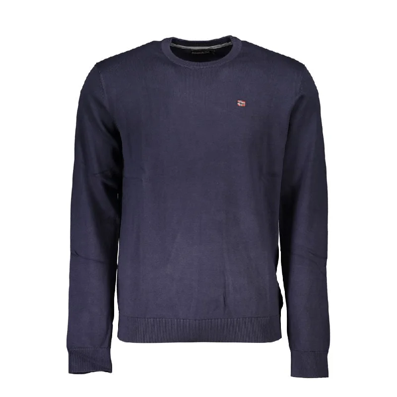 lightweight wool sweater for spring look-Napapijri Classic  Crew Neck Cotton Men's Sweater