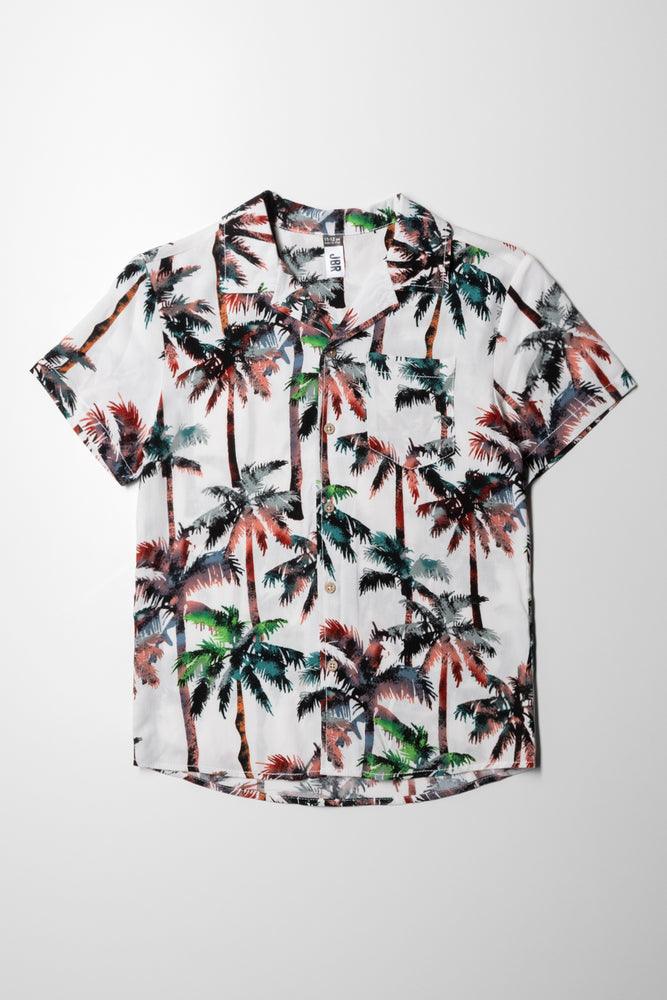 short sleeve t-shirt with cool patterns -Palm Tree Short Sleeve Shirt White