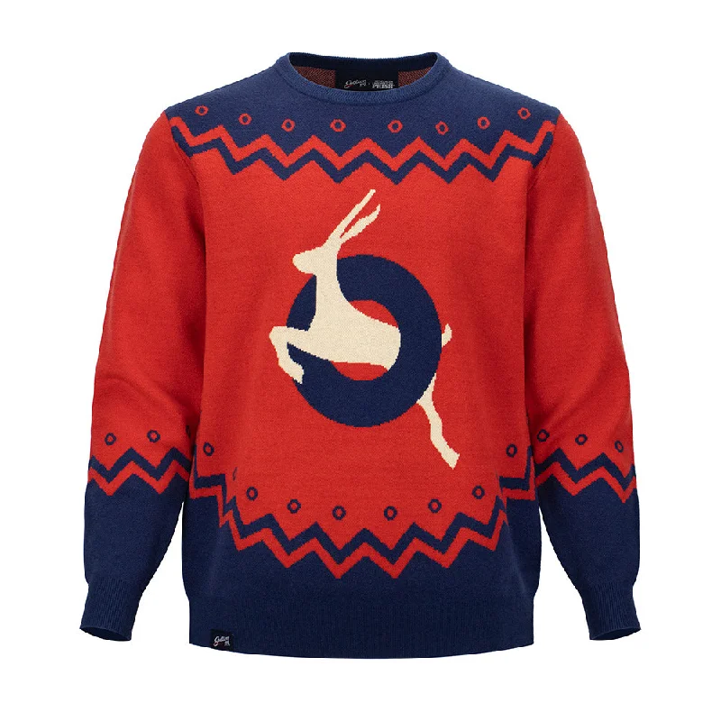 cotton sweater for sunny days-Phish | Holiday Sweater | Antelope Donut Red