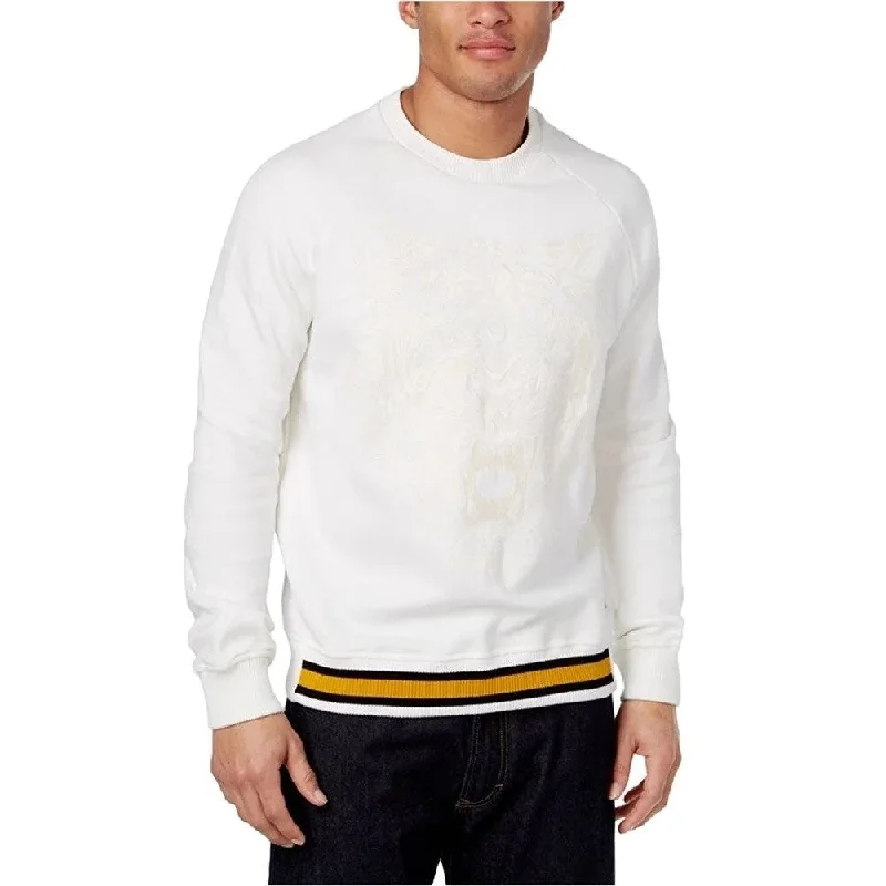 soft sweater with short sleeves-Sean John Men's Tiger Embroidered Sweatshirt Cream Size 3 Extra Large - XXX-L