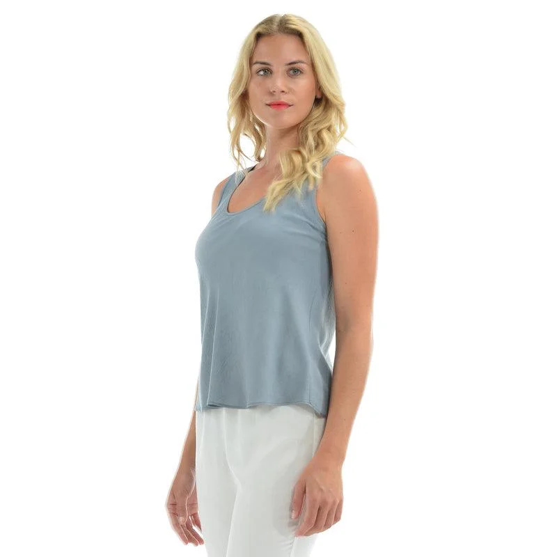 loose fit short sleeve shirt -Solid Tank Top - Oyster