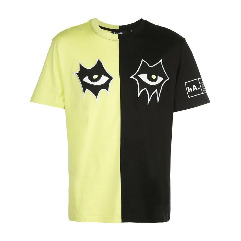 stylish short sleeve graphic tee -SPLIT IN HALF SIGNATURE EYES TEE BLACK/YELLOW