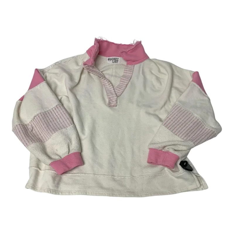 short sleeve shirts with pocket -Sweatshirt Collar By Bucket List In Pink & White, Size: M