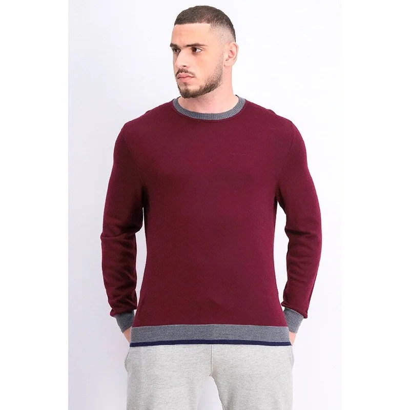 elegant wool sweater for office wear-Tasso Elba Men's Merino Wool Blend Sweater Wine Size Extra Large - X-Large