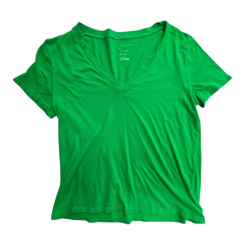 short sleeve t-shirt summer -Top Short Sleeve Basic By A New Day In Green, Size: XS