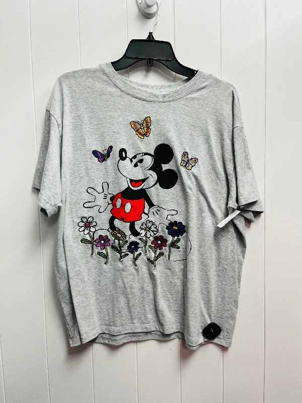 stylish short sleeve shirt for travel -Top Short Sleeve Basic By Disney Store In Grey, Size: Xl