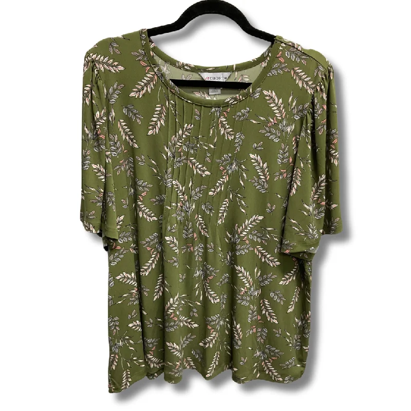 breathable short sleeve t-shirt for women -Top Short Sleeve Basic By Liz Claiborne In Green, Size: 1x