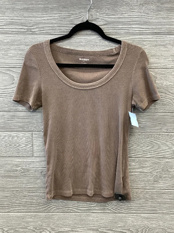 short sleeve denim shirt -Top Short Sleeve Basic By Old Navy In Brown, Size: M