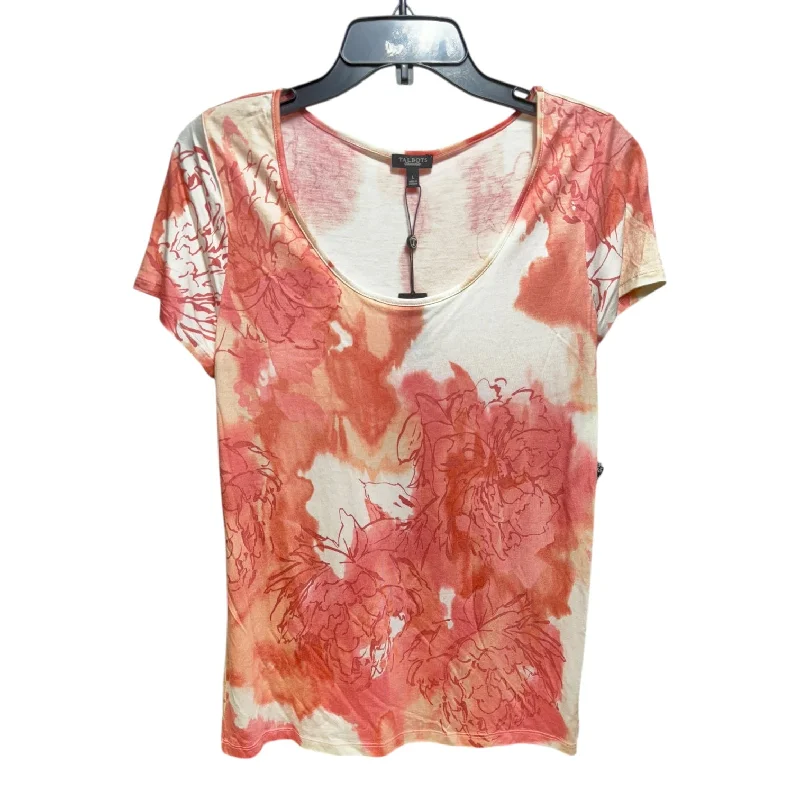 plain white short sleeve t-shirt -Top Short Sleeve Basic By Talbots In Floral Print, Size: L