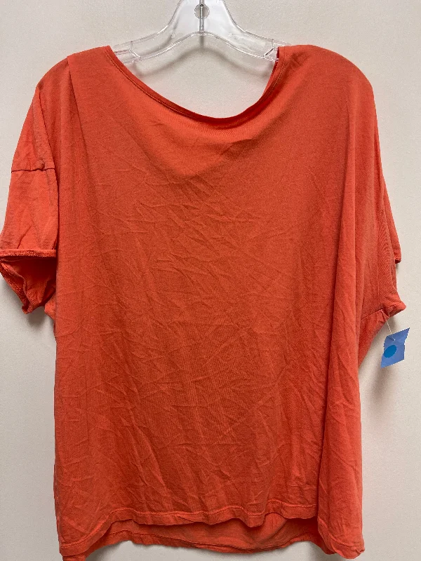 short sleeve yoga top for women -Top Short Sleeve Basic By Terra & Sky In Orange, Size: 1x