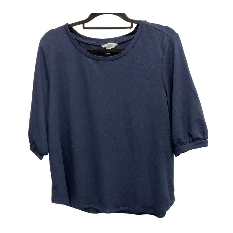 casual short sleeve t-shirt for home -Top Short Sleeve Basic By Time And Tru In Navy, Size: L