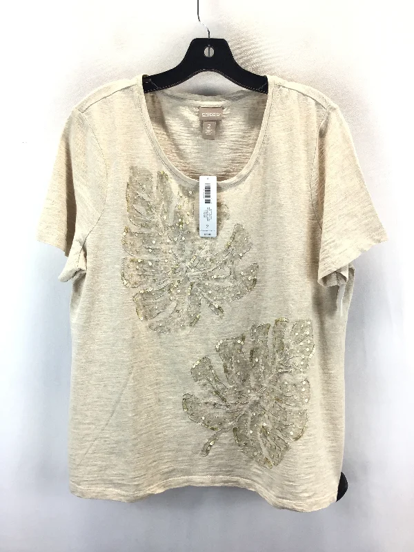 cool print short sleeve t-shirt for men -Top Short Sleeve By Chicos In Beige, Size: L