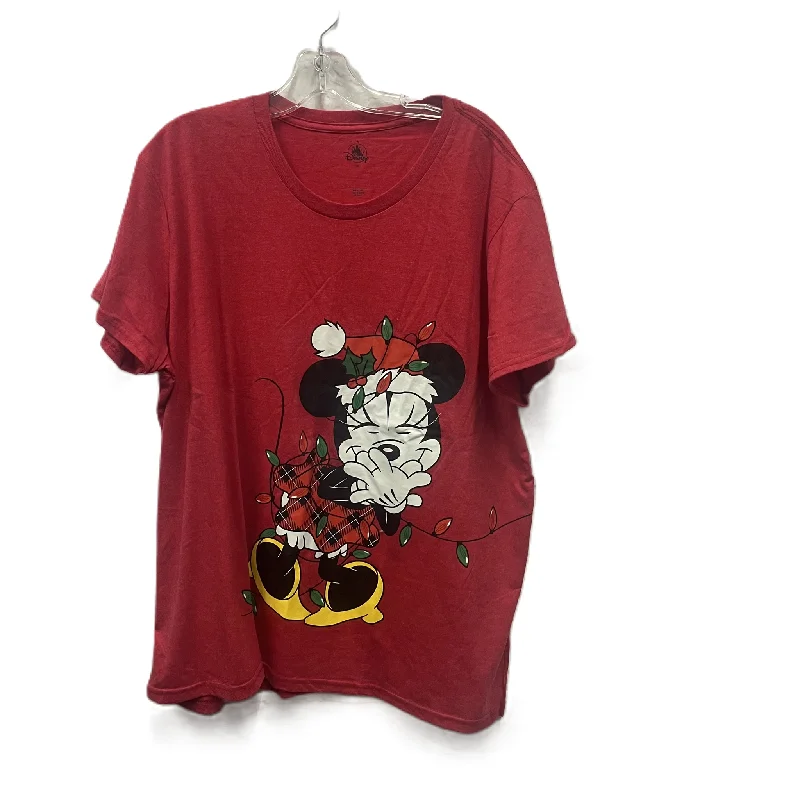 stylish short sleeve shirt for teens -Top Short Sleeve By Disney In Red, Size: 3x