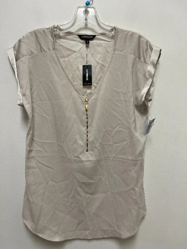 soft short sleeve cotton shirt -Top Short Sleeve By Express In Cream, Size: M