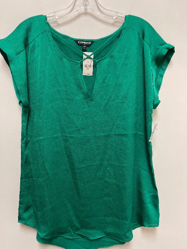 short sleeve denim shirt -Top Short Sleeve By Express In Green, Size: M