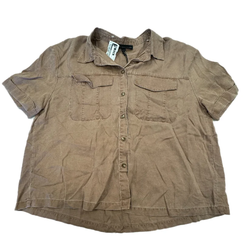 short sleeve t-shirt for outdoor activities -Top Short Sleeve By Jane And Delancey In Brown, Size: L