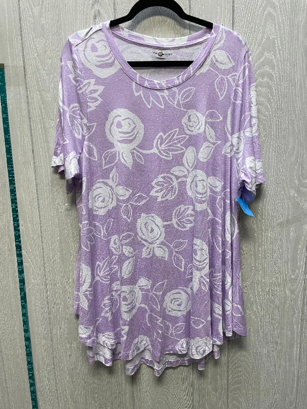 vintage style short sleeve t-shirt -Top Short Sleeve By Lane Bryant In Purple & White, Size: 1x