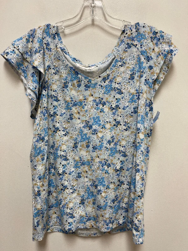 short sleeve t-shirt for travel adventures -Top Short Sleeve By Lc Lauren Conrad In Floral Print, Size: L