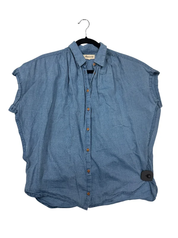 elegant short sleeve blouse -Top Short Sleeve By Madewell In Blue Denim, Size: S