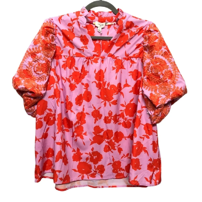 cute short sleeve t-shirt for kids -Top Short Sleeve By Umgee In Orange & Pink, Size: S