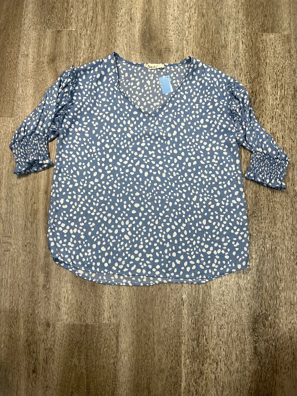 soft short sleeve cotton shirt -Top Short Sleeve By VINE & LOVE In Blue & White, Size: L