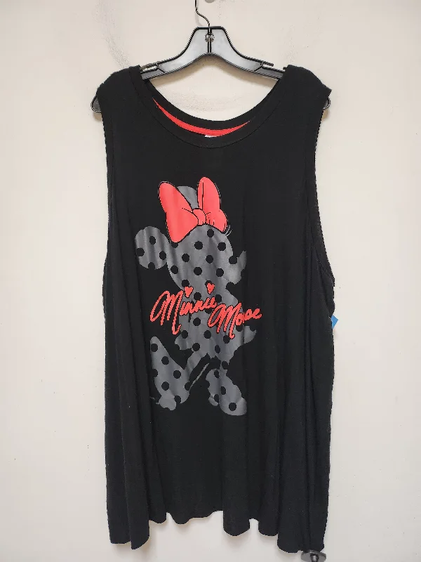 casual short sleeve shirt for business casual -Top Sleeveless Basic By Walt Disney In Black & Red, Size: 3x