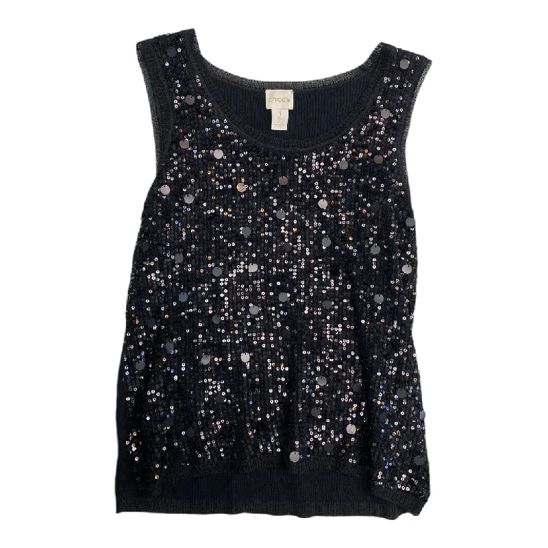 sporty short sleeve t-shirt -Top Sleeveless By Chicos In Black, Size: M